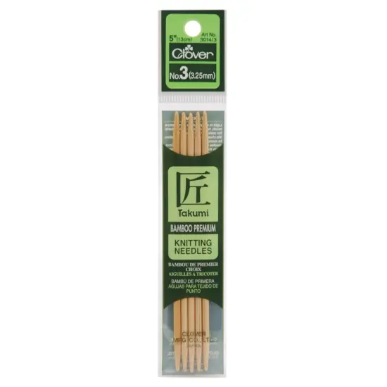 Takumi Bamboo Double Point Knitting Needles 5" 5/Pkg-Size 3/3.25mm {1}