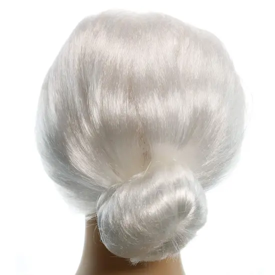 White Old Lady Wig - White Granny Costume Accessories Wig with Bun for Adults and Kids {3}