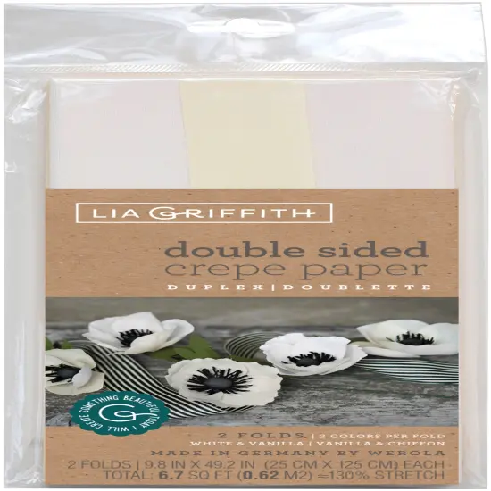 Lia Griffith Double-Sided Extra Fine Crepe Paper 2/Pkg-White/Vanilla & Vanilla/Chiffon {1}