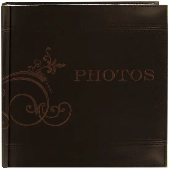 Pioneer Embroidered Scroll Leatherette Photo Album 8"X8"-Brown {1}