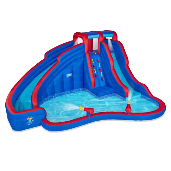 Sunny & Fun Inflatable Kids Backyard Double Water Slide Park with Pool {1}