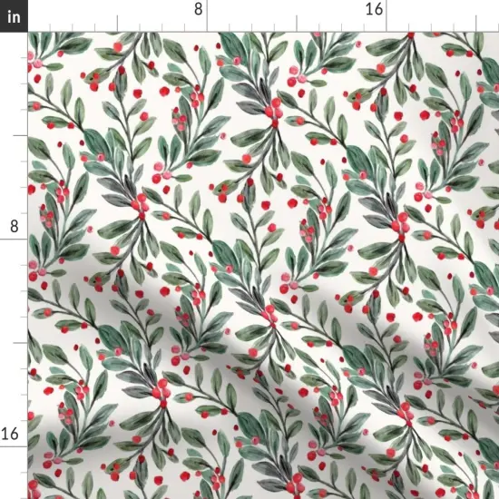 Various Fabrics by the Yard or Fat Quarter Red Berries Leaves Holiday Christmas Winter Floral Festive Custom Printed Fabric by Spoonflower {2}