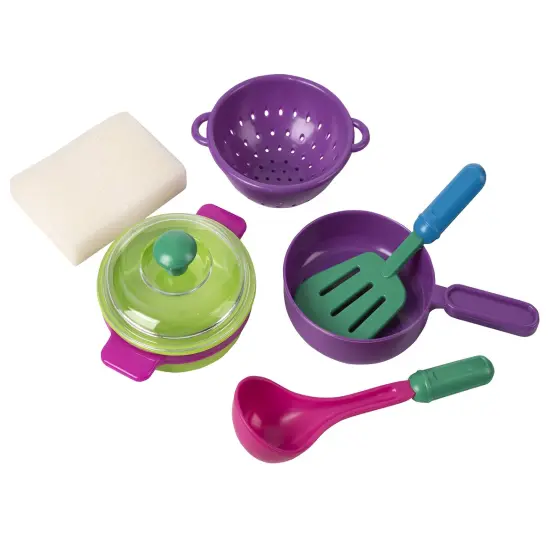 Big Mo's Toys Pretend Play Dishes Playset – Little Chef Set, Kids Serving Dishes - Play Cups, Cutlery, Ladle, Tableware, Pots and Dish Drainer, Set of 28 {2}