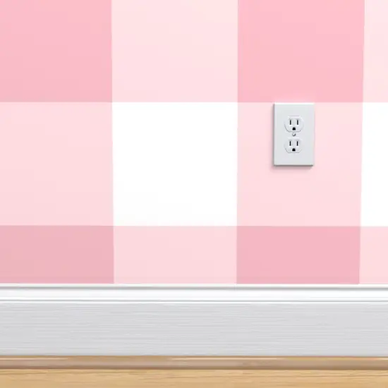 Peel & Stick Wallpaper 2FT Wide Pink Retro Gingham Check Fun Bright Country Cottagecore Farmhouse Pinic Custom Removable Wallpaper by Spoonflower {4}