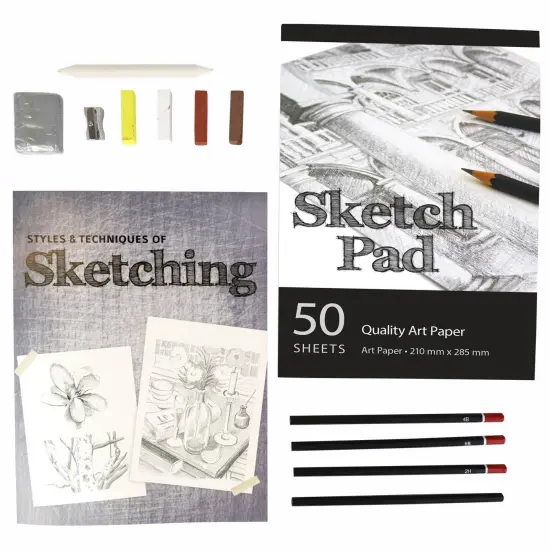 SpiceBox Masterclass Sketching Styles and Techniques Adult Art Craft Kit, Pad, Pencils {4}