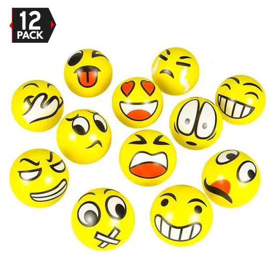 Big Mo's Toys 3" Party Pack Emoticons Stress Balls Stress Reliver Party Favors, Toy Balls, Party Toys (12 Pack) {1}