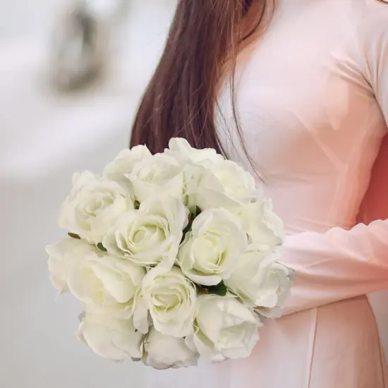 20" White Silk Rose Bud &ndash; Elegant Faux Flower for Home & Events {2}