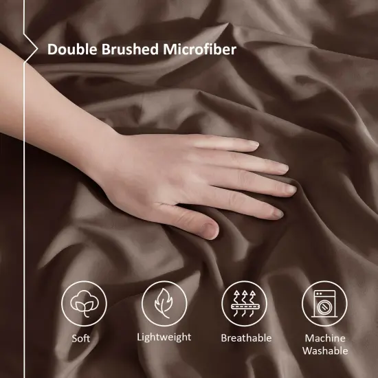 Nestl Double Brushed Microfiber Duvet Cover Set Chocolate Brown {4}