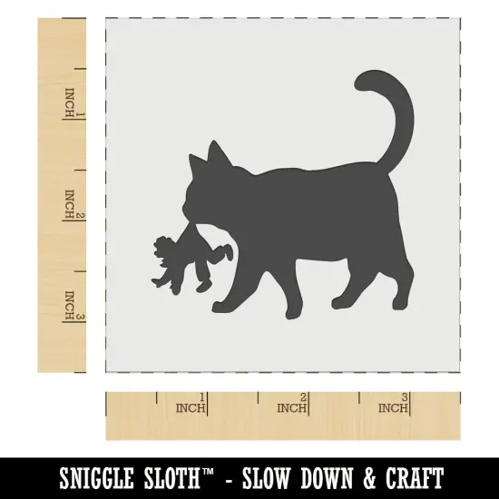 Yule Cat Taking Child Christmas Wall Cookie DIY Craft Reusable Stencil {6}