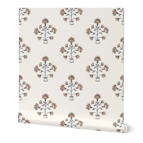 Peel & Stick Wallpaper 2FT Wide Modern Floral Traditional Stem Wildflower Custom Removable Wallpaper by Spoonflower {7}