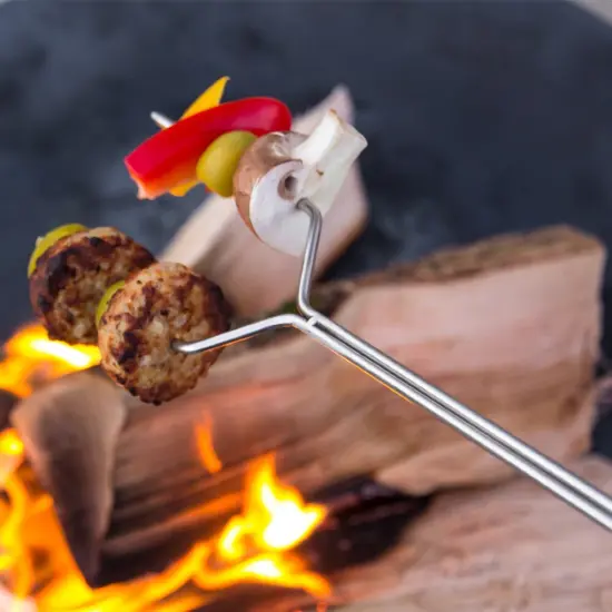 Petromax Campfire Roasting Stick Skewer with Adjustable Handle Straight Prongs LS1, Extends up to 36 inches {4}