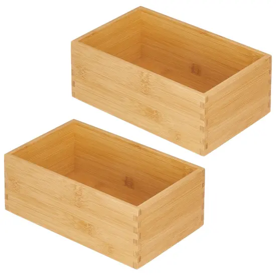 mDesign Bamboo Kitchen Storage Bin Container Crate Box {5}