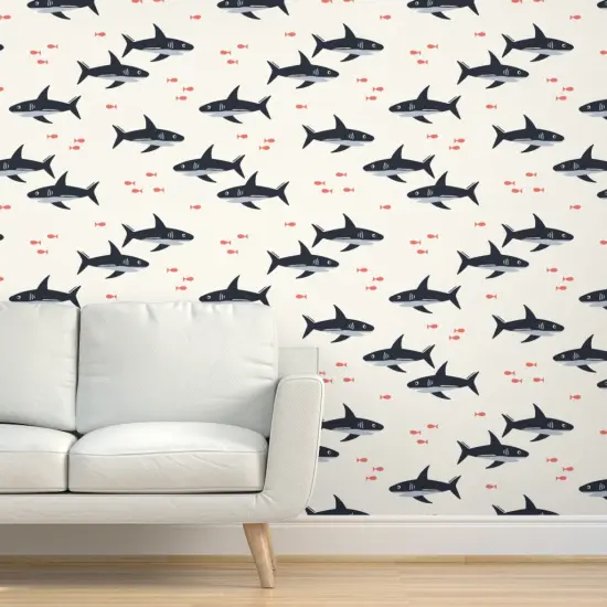 Peel & Stick Wallpaper 2FT Wide Ocean Under The Sea Marine Life Nautical Beach Waves Sharks Fish Custom Removable Wallpaper by Spoonflower {5}