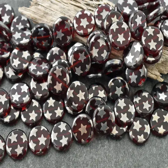 *15* 14mm Translucent Ruby Red Star Coin Beads {3}