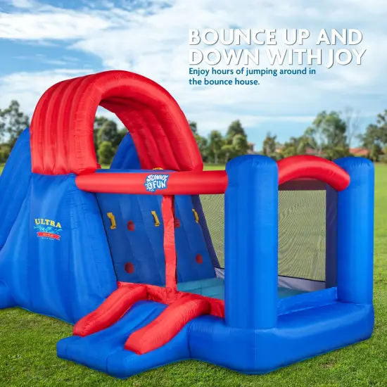 Sunny & Fun Inflatable Water Slide, Kids Pool With Slide & Bounce House W/Air Pump & Carrying Case {3}