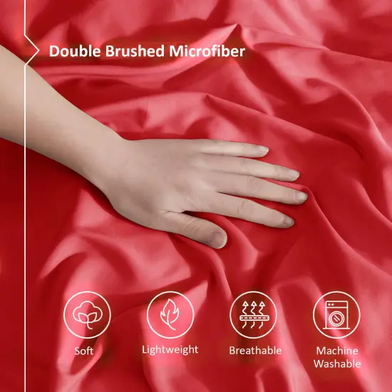 Nestl Double Brushed Microfiber Duvet Cover Set Red {4}