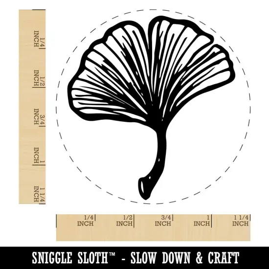 Hand Drawn Ginkgo Leaf Doodle Rubber Stamp for Stamping Crafting Planners {1}