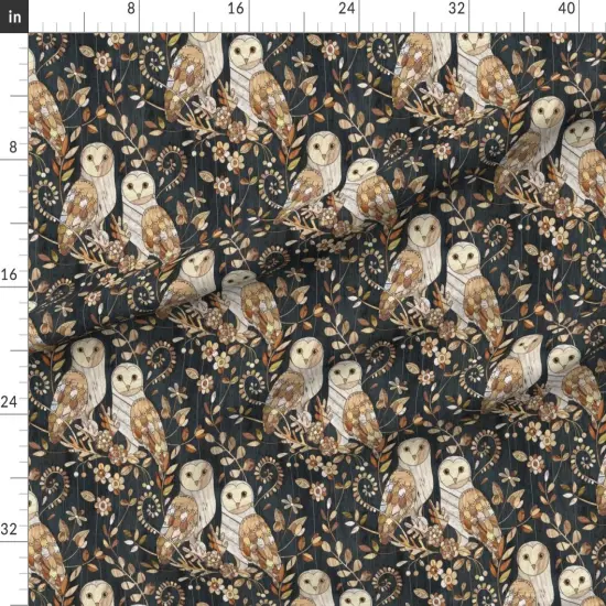 Various Fabrics by the Yard or Fat Quarter Barn Owl Collage Large Owls Wood Nature Night Modern Farmhouse Custom Printed Fabric by Spoonflower {1}