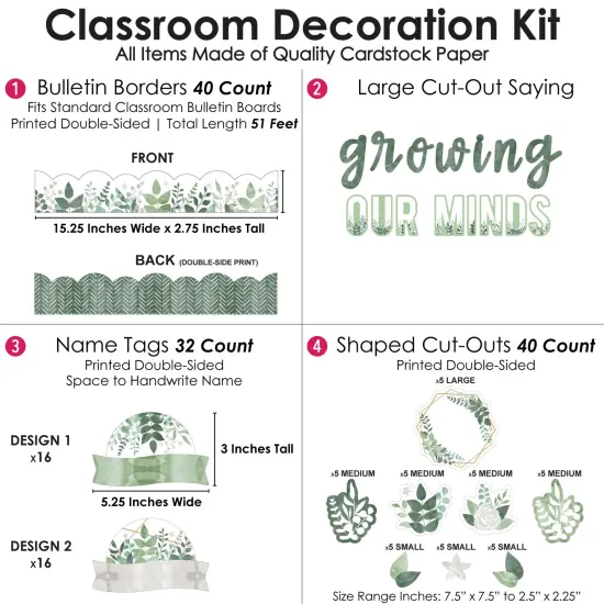 Big Dot of Happiness Eucalyptus Greenery School Bulletin Board Set Classroom Decoration Kit {4}