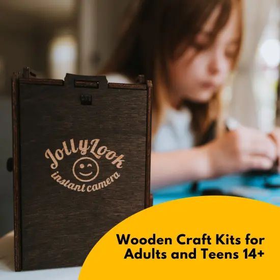 Pinhole Instant Film Camera Building Set - 3D Wooden Puzzle for Adults - Retro Vintage Steampunk Mechanical Wood Model to Build - Compatible with Instax Mini Film (Not Included) Natural wood diy {11}