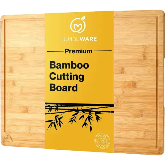 JumblWare Bamboo Cutting Board, 18x24" Large Wooden Chopping Block Tray with Handles {1}
