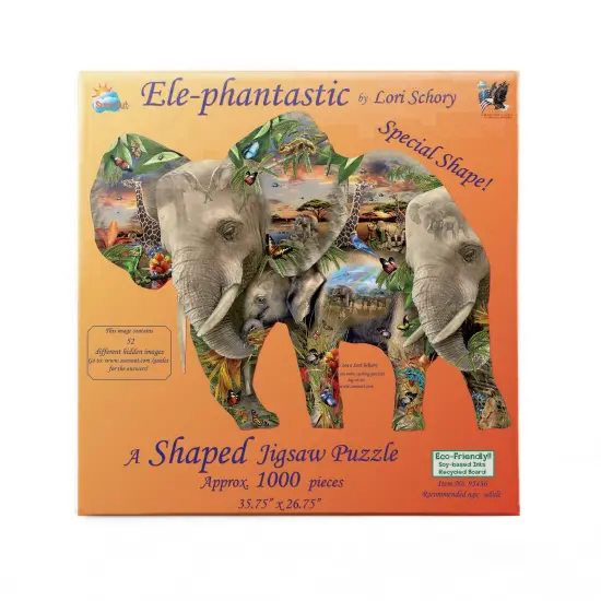 Sunsout Ele-Phantastic 1000 pc Special Shape Jigsaw Puzzle 95436 {3}
