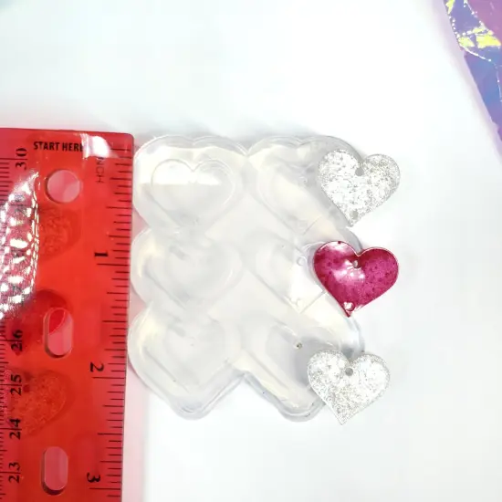 Plain 3 Heart Dangle Earring Silicone Mold (D3) {3}
