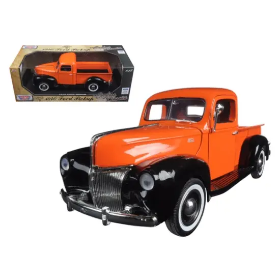 1940 Ford Pickup Truck Orange "Timeless Classics" 1/18 Diecast Model Car by Motormax {1}