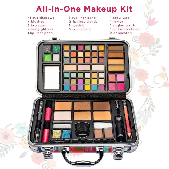 Vokai 74 Piece Makeup Kit, Eye Shadow, Glitters, Lip & Eye Liner Pencils, Lipstick, Blush, Concealer, Lip Gloss, Bronzer {2}