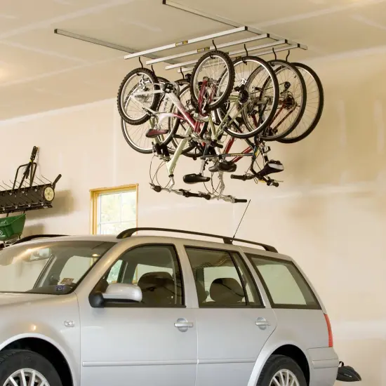 Saris Cycle Glide Ceiling Bike Rack, 4 Bike Hooks for Garage Ceiling, Adjustable Bike Hooks {6}