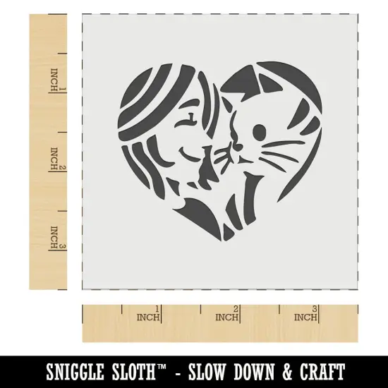 Woman with Cat Kitten Pet in Heart Wall Cookie DIY Craft Reusable Stencil {5}