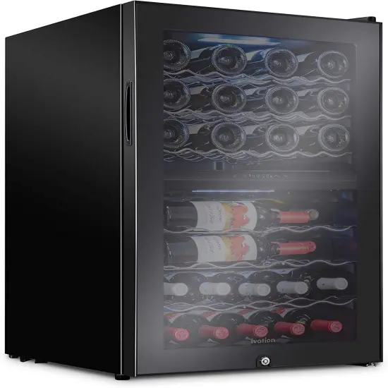 Ivation 43-Bottle Wine Cooler, Dual Zone Compact Freestanding Wine Fridge with Lock Stainless Steel {7}