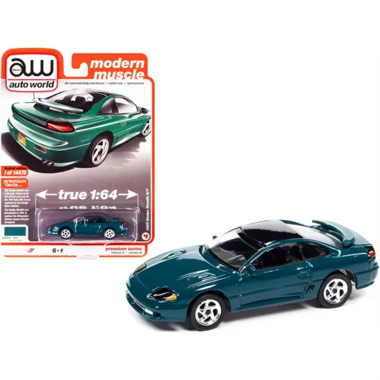 1993 Dodge Stealth R/T Peacock Green With Black Top "Modern Muscle" Limited Edition To 14478 Pieces Worldwide 1/64 Diecast Model Car By Autoworld {1}