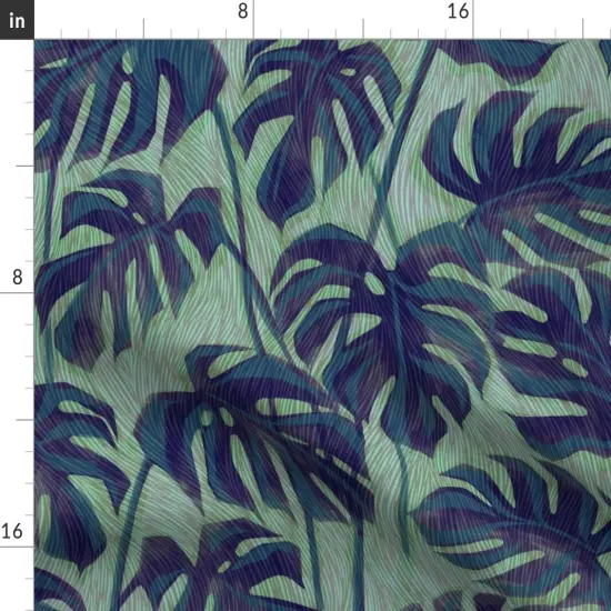 Various Fabrics by the Yard or Fat Quarter Blue Palm Tropical Foliage Rainforest Summer Ink Green Houseplant Custom Printed Fabric by Spoonflower {2}