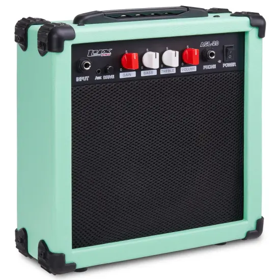 LyxPro Electric Guitar Amp, 20w Portable Mini Amplifier Green {5}