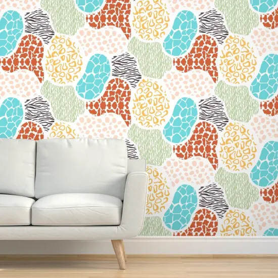 Pre-Pasted Wallpaper 2FT Wide Abstract Jungle Animal Nature Zebra Leopard Cow Kitsch Custom Pre-pasted Wallpaper by Spoonflower {5}