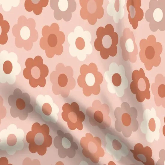 Various Fabrics by the Yard or Fat Quarter Retro Floral Terracotta Cream 1970S Blush Pink Midcentury Custom Printed Fabric by Spoonflower {5}