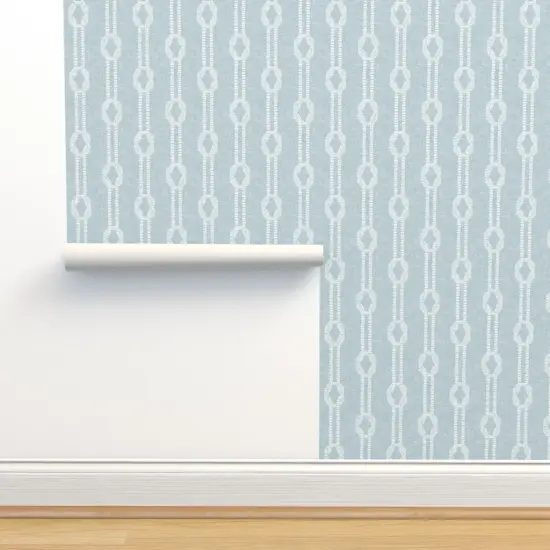 Peel & Stick Wallpaper 2FT Wide Coastal Cottage Cottagecore Rope Nautical Blue Beach Lake Sea Classic Custom Removable Wallpaper by Spoonflower {2}