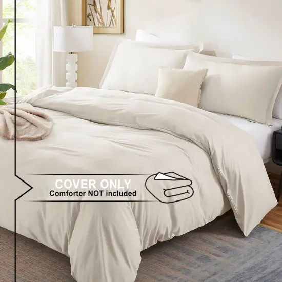 Nestl Double Brushed Microfiber Duvet Cover Set Off White {2}