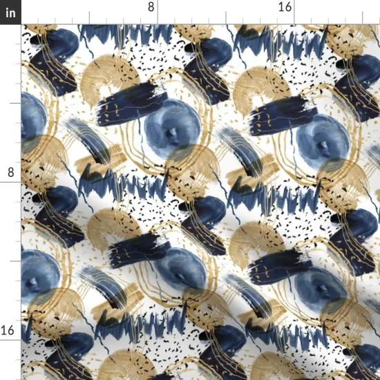 Various Fabrics by the Yard or Fat Quarter Watercolor Abstract Nautical Hand Painted Brushstroke Circles Custom Printed Fabric by Spoonflower {2}