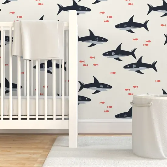 Pre-Pasted Wallpaper 2FT Wide Ocean Under The Sea Marine Life Nautical Beach Waves Sharks Fish Custom Pre-pasted Wallpaper by Spoonflower {7}