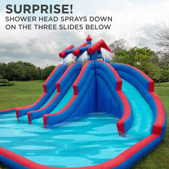Sunny & Fun Inflatable Kids Backyard Triple Water Slide Castle Park {4}