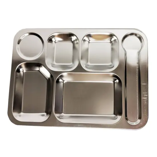 Durable Extra Strong Stainless Steel Picnic Tray 6 Compartments {1}