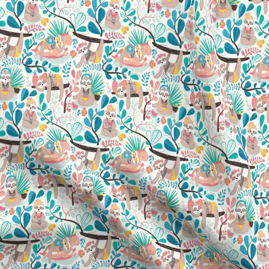 Various Fabrics by the Yard or Fat Quarter Sloth Animals Whimsical Tropical Nature Watermelon Hibiscus Custom Printed Fabric by Spoonflower {5}