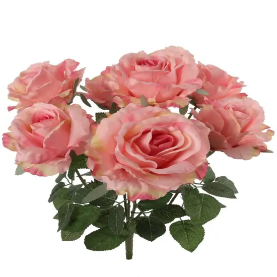 Pink Silk Rose Bush - Lifelike Artificial Bouquet for Home D&eacute;cor & Floral Arrangements - Year-Round Beauty, Floral Home by Artificial Flowers {1}