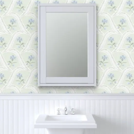 Pre-Pasted Wallpaper 2FT Wide Cottagecore Floral Pink Botanical Garden Bloom Meadow Wildflower Custom Pre-pasted Wallpaper by Spoonflower {6}