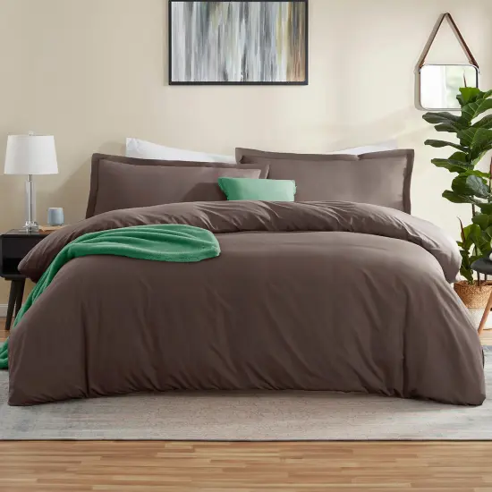 Nestl Double Brushed Microfiber Duvet Cover Set Chocolate Brown {1}