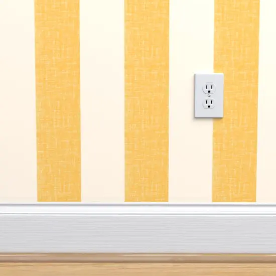 Pre-Pasted Wallpaper 2FT Wide Lemon Yellow Stripe Amalfi Pool Cabana Simple Large Scale Custom Pre-pasted Wallpaper by Spoonflower {4}