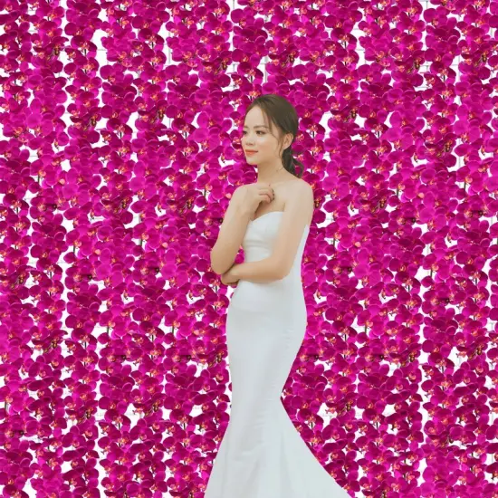 Lifelike 49-Inch Fuschia Artificial Phalaenopsis Orchid - Elegant and Realistic Floral Decor {3}