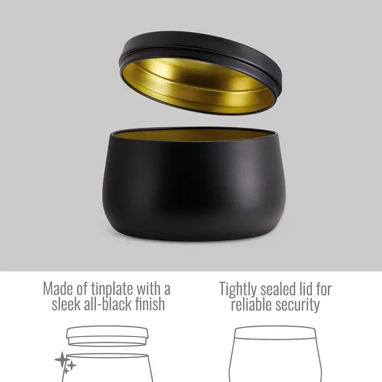 Pavelle Black Candle Container Tins, 24 Metal Tin Containers with Lids for DIY Candle Making {3}